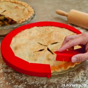 Transer Adjustable Silicone Pie Crust Shield Pie Protectors FDA Food-safe Silicone Fit 8.5 - 11.5 (Red) - B07DVFP5QR